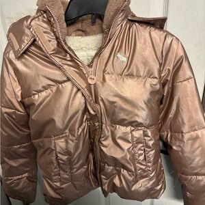 Abercrombie Kids Shiny Rose Gold Puffer Coat
